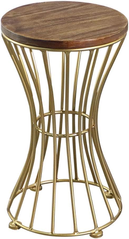 Side Table/End Table,Side Tables Solid Wood Desktop + Metal Table Frame Living Room Sofa Bedroom Stylish Small Round Table 2 Sizes Multi-Function