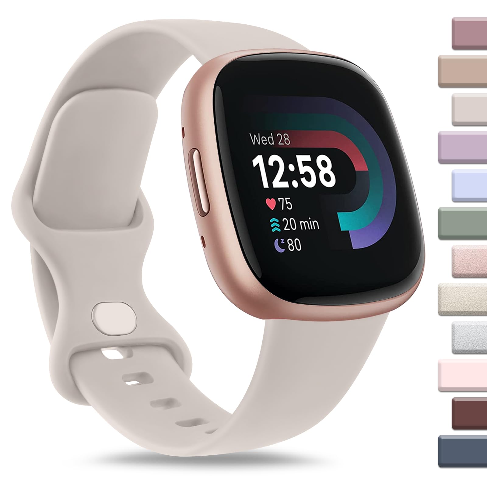 AK Sports Wristband, compatible with Fitbit Sense 2 / Sense Bands/Fitbit Versa 4 / Versa 3 Bands for Women and Men, classic soft silicone wristband for Fitbit Sense 2 / Sense/Versa 4 / Versa 3, Large โ image 1