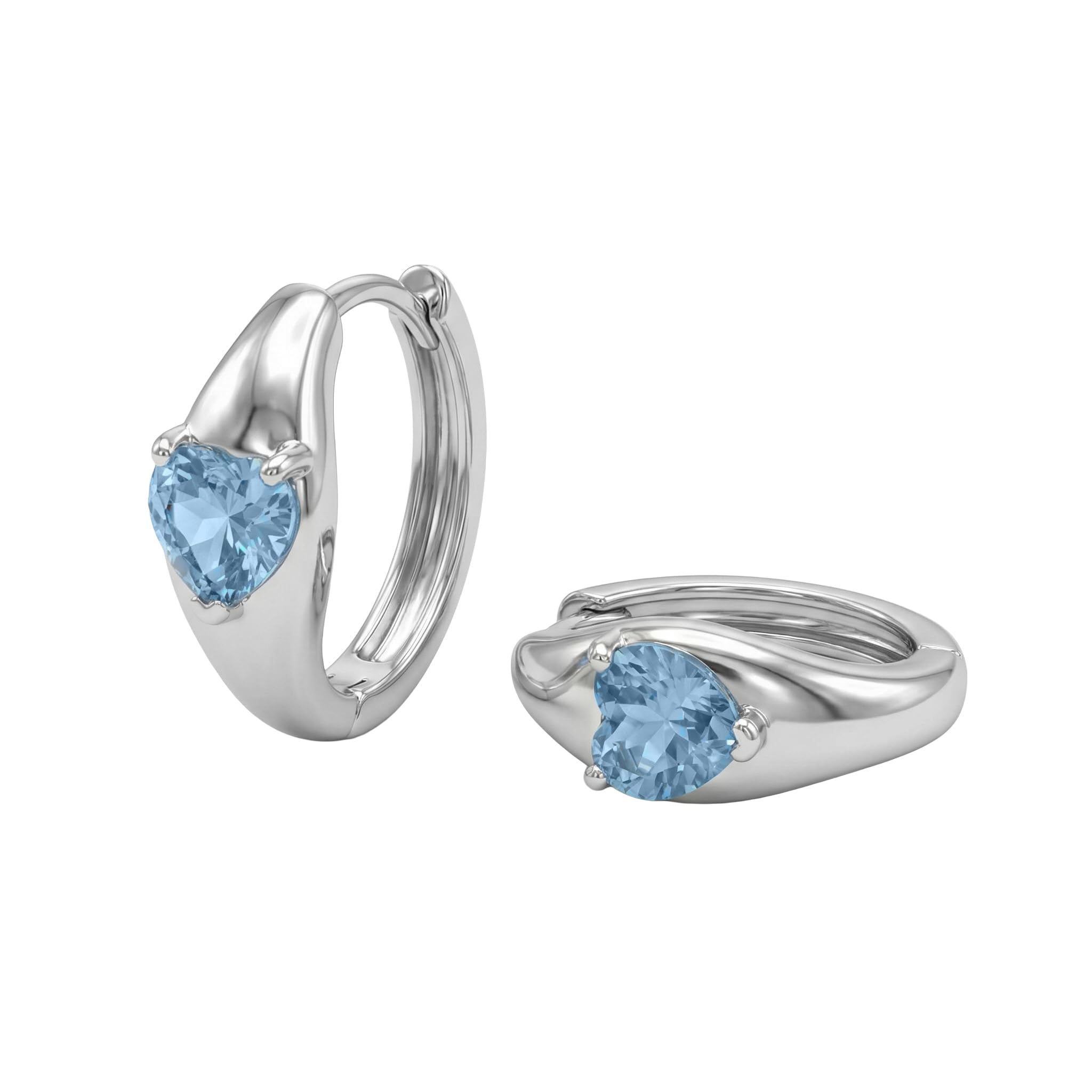 AMOR - Damen Ohrringe 925 Silber - mit Zirkonia Steinen - Herz Creole - AMR-E0108