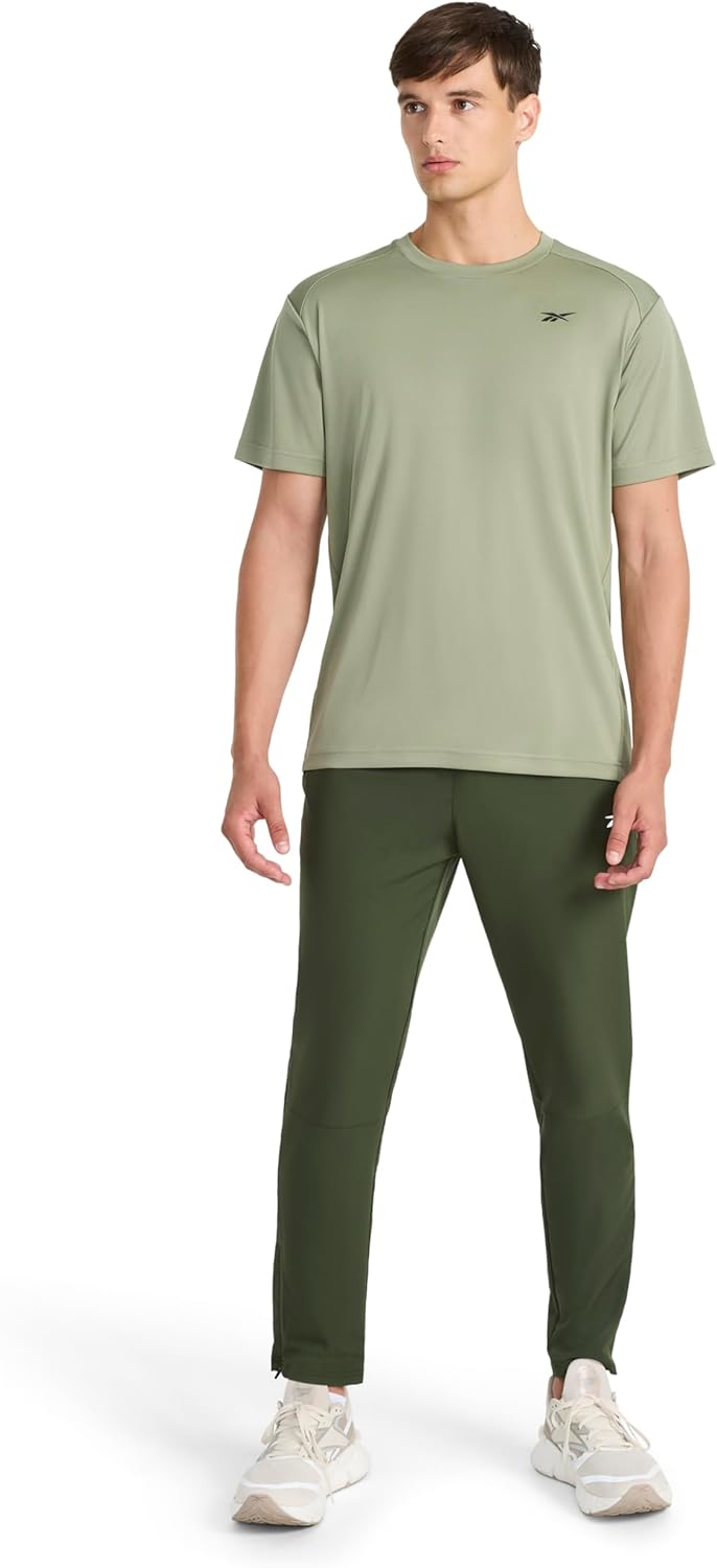 Reebok Mens Small Logo Short Sleeve Crewneck T-Shirt, Standard Fit, Breathable Lightweight Stretch Knit Fabric - Image 3