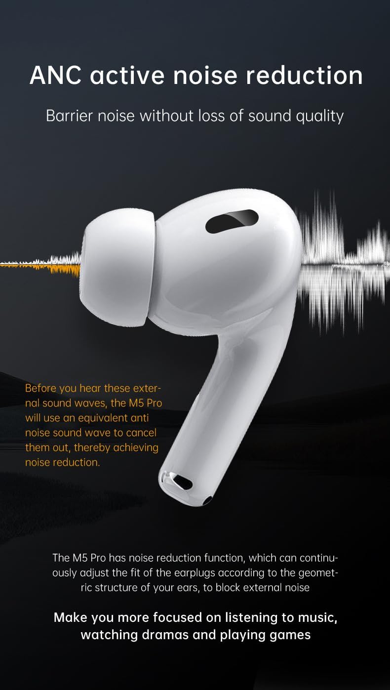 True Wireless Bluetooth V5.3 Headphones Low Latency Earbuds,6H Playtime Stereo Gaming Headphones with Microphone Noise Cancelling,Hi-Fi Sound,Comfort Fit in Ear for Running Workout White