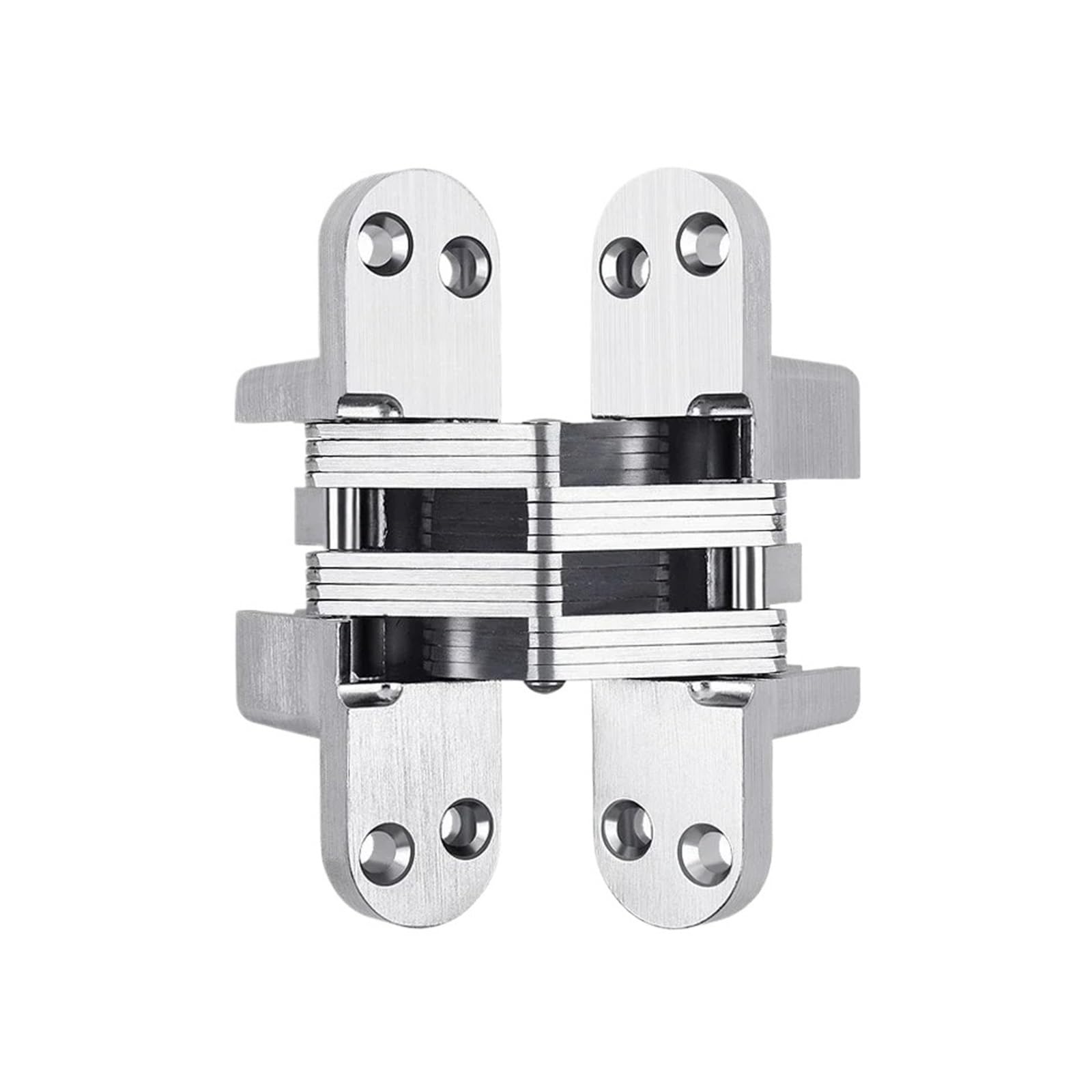 Zawias meblowy, zawiasy zamykające drzwi, regulowany 1 szt. Stal nierdzewna ukryty niewidoczny ukryty składany krzyż na sprzęt(Silver,45x13mm)
