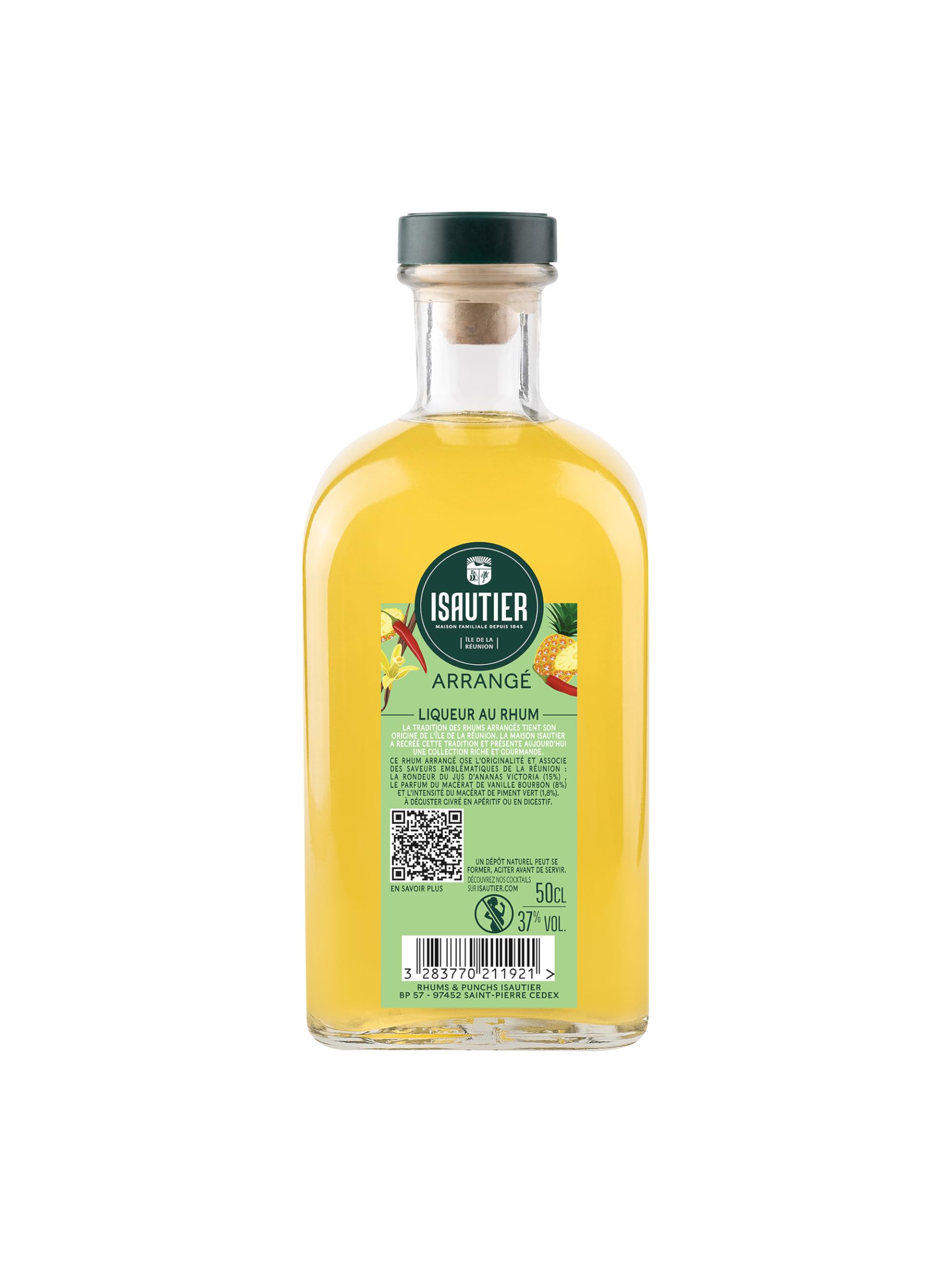 Isautier - Rhum Arrangé Ananas Vanille Piment - Ile de la Réunion - 37° (1 x 0,5L)
