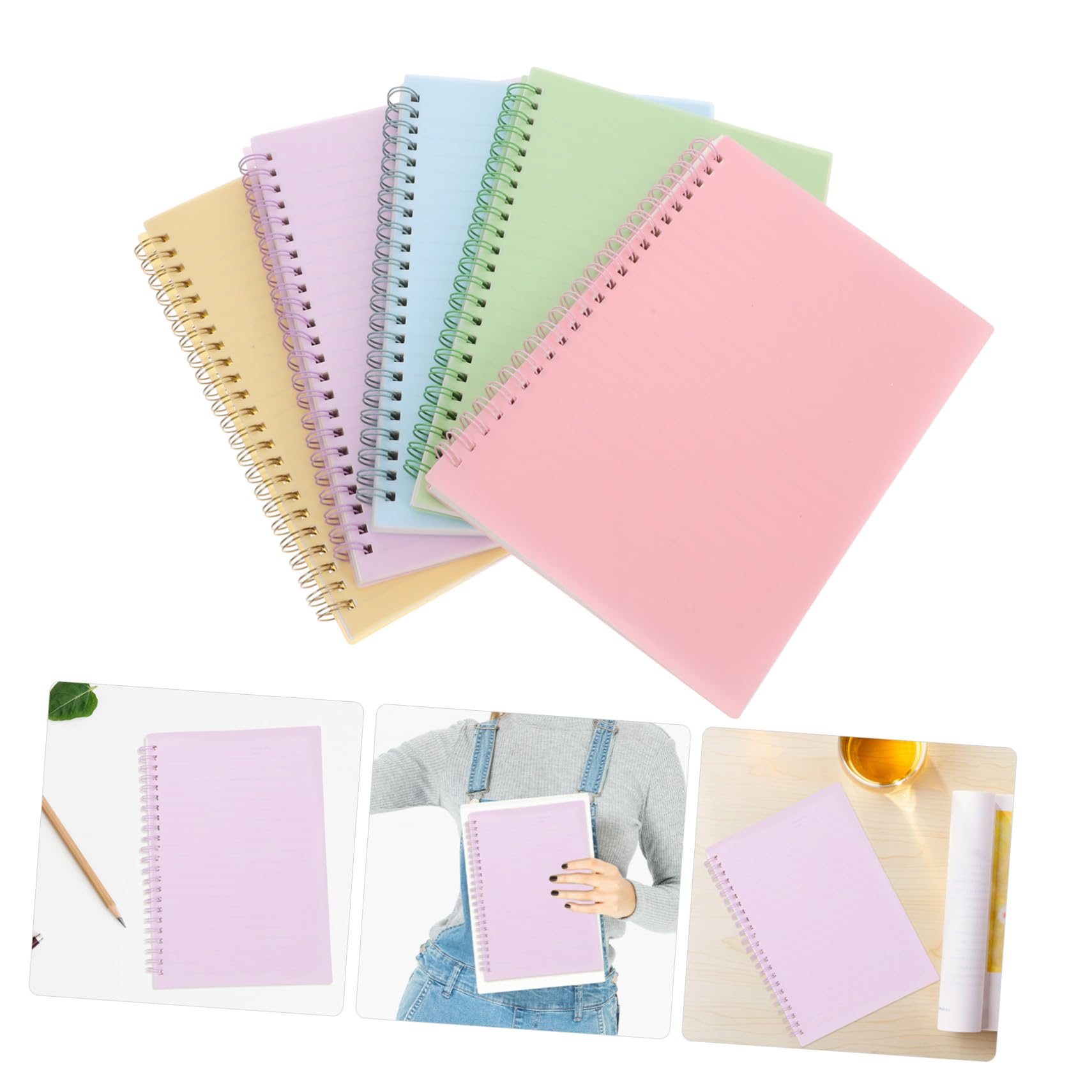 5 Stück Teiliges Spiralnotizbuch mit Liniertem Papier Farbiges Notizheft für Arbeit und Büro Robustes Spiralblock Notepad mit Glatter Oberfläche Vielseitig Einsetzbares Journal