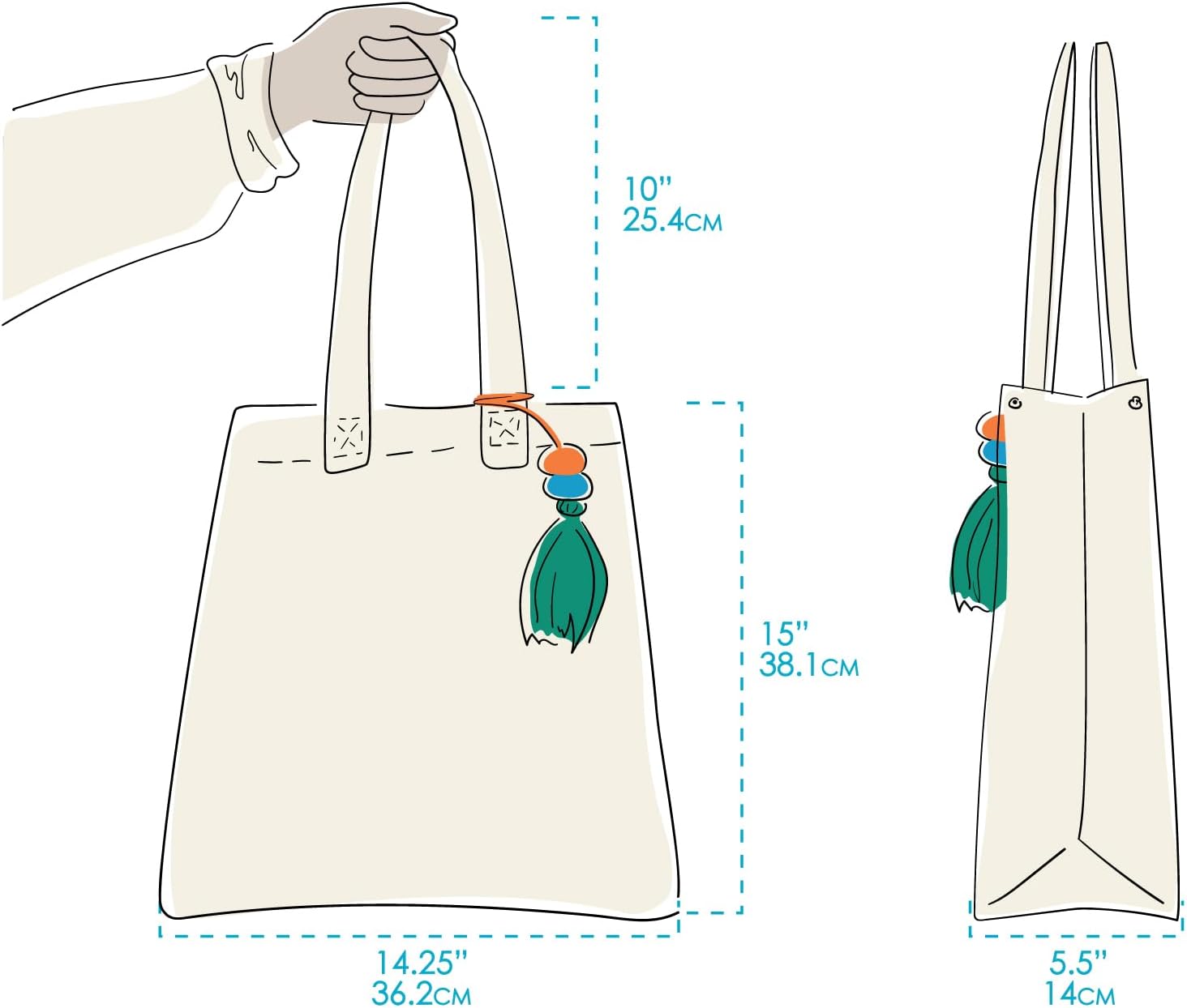 Karma, Canvas Tote Bag for Women, Canvas Beach Bag, Reusable Shopping Bags, Shoulder Bag Reusable Grocery Bags, Good Vibes Only - Image 4