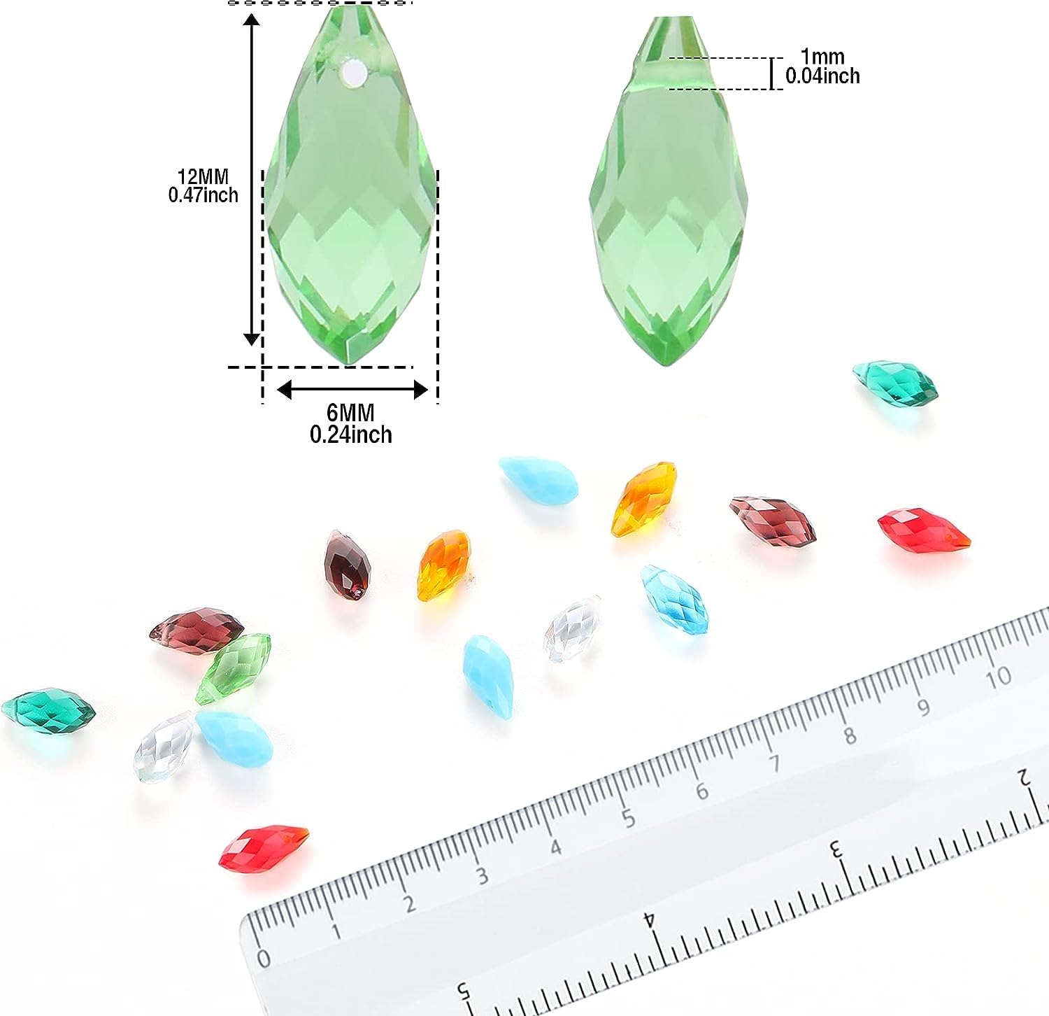 UHOMENY 100Pcs Mixed Colors Glass Beads Teardrop Crystal Beads for Crafts Prismatic Crystal Beads Water Drop Shape Top Drilled for Jewelry Craft Making Pendants Bracelet ,with Box - Image 2