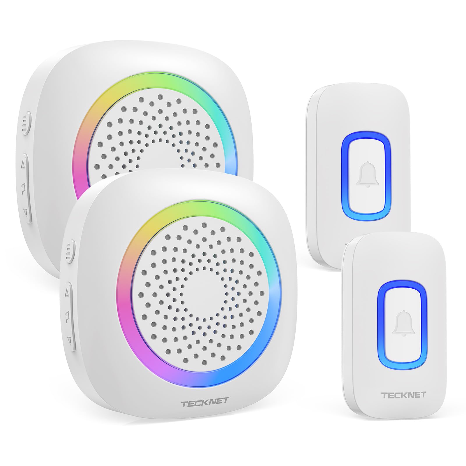 TECKNET Wireless Doorbell, Battery Powered Doorbell with RGB Light, IP66 Waterproof Portable Cordless Door Chime Kit, 1300 Feet Wireless Range, 60 Chimes & 5 Level Volume with 4.5 Year Battery Life
