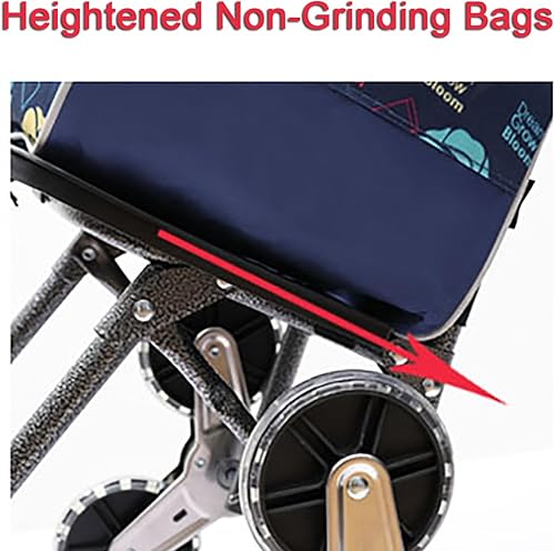 Miniatura 6 de Camión de mano, carrito móvil con ruedas, carrito de comestibles plegable, con bolsa extraíble y carrito personal rodante, estándar (color: raya