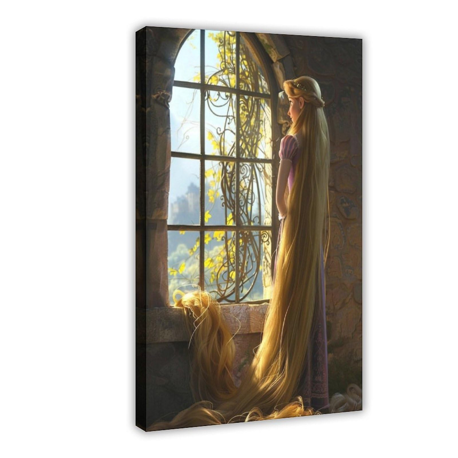 NFFBGFD Stampa artistica da parete su tela, motivo: Rapunzel Skurrile Kinderzimmer Dekoration, 50 x 75 cm