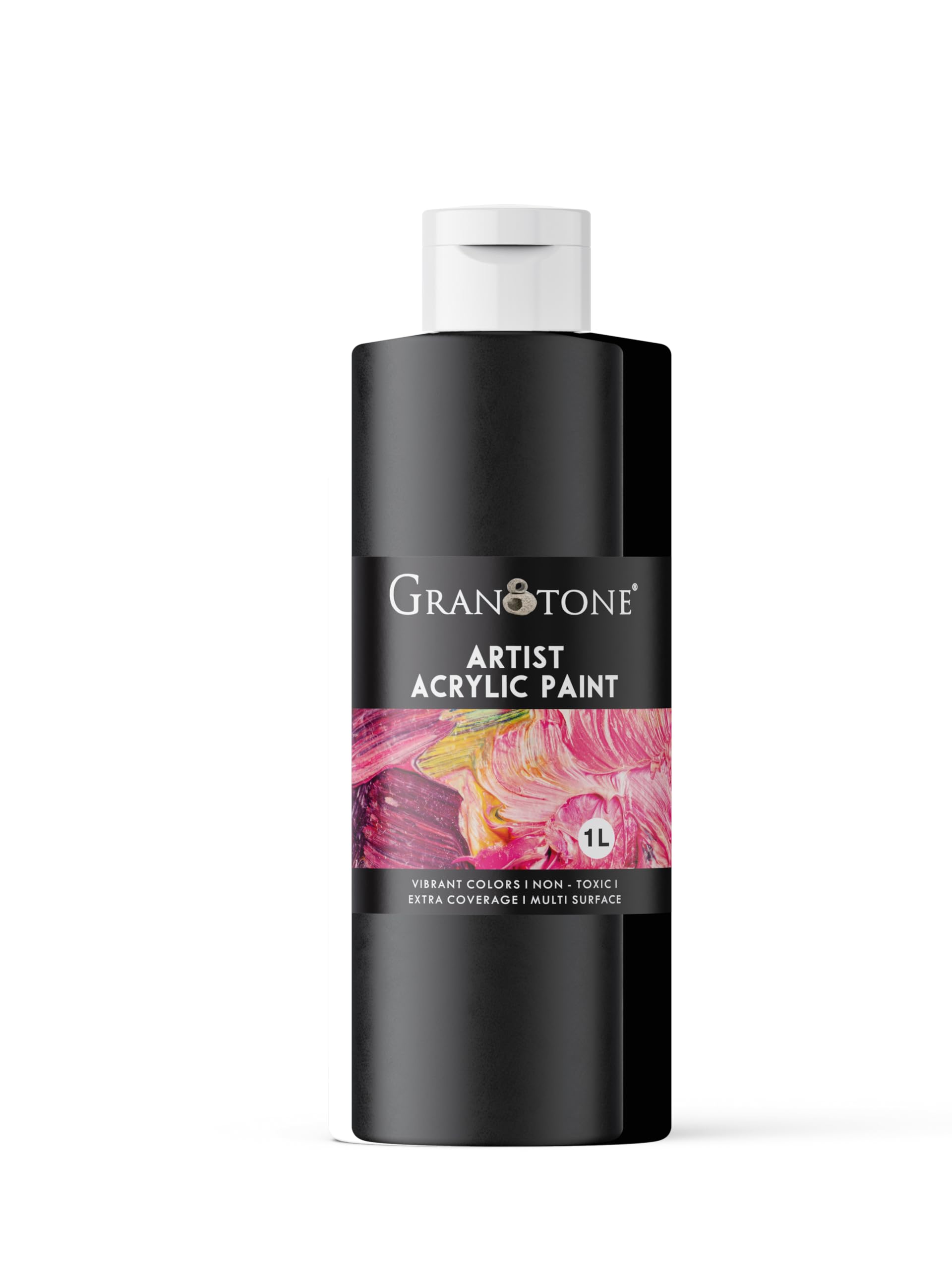 GRANOTONE Black Acrylic Paint 1 L Rich Pigment Non Cracking