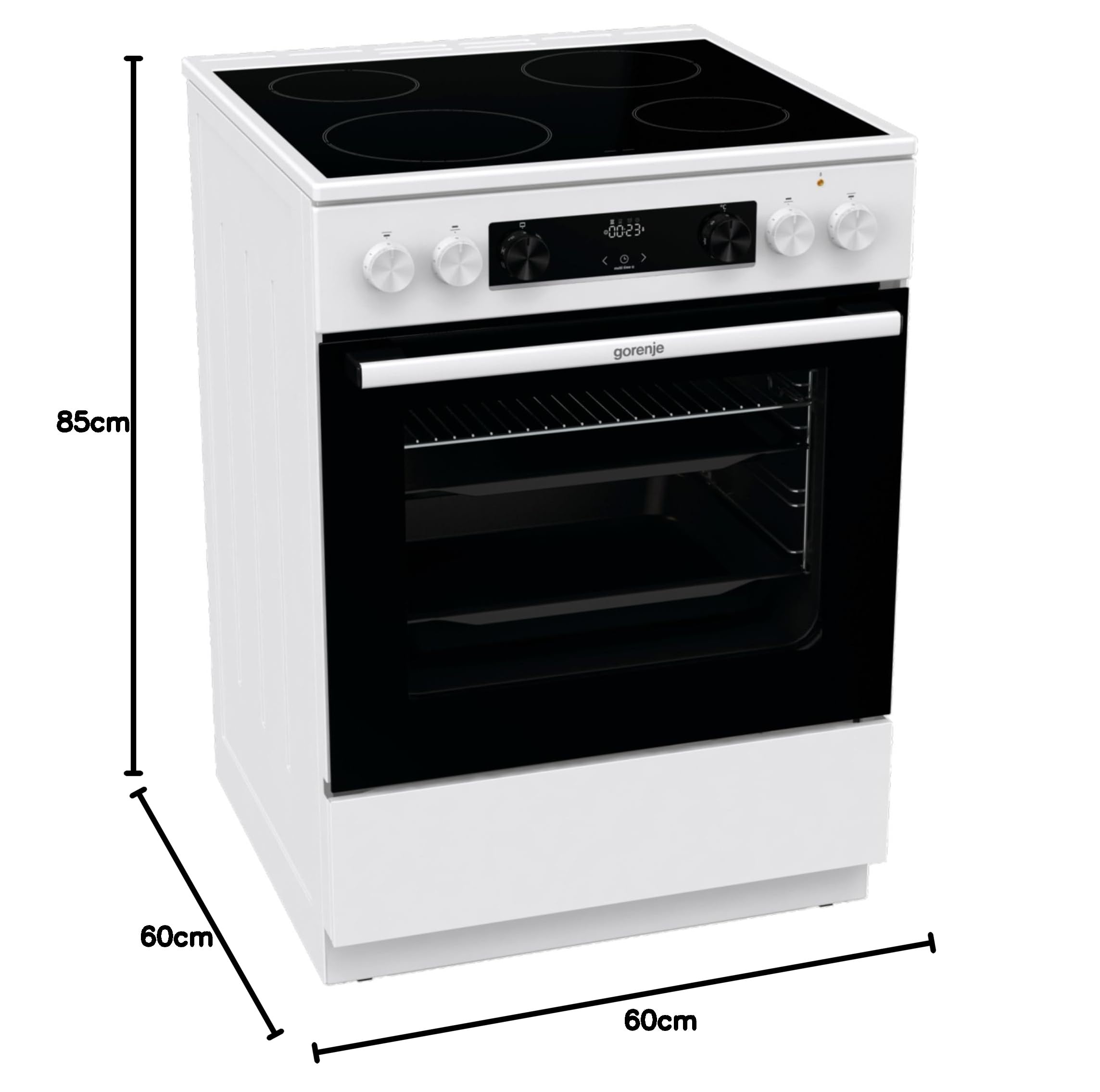 Gorenje GEC6C 40 WD Elektro-Standherd mit Glaskeramik-Kochfeld, 60cm, 71 Liter, Schnellaufheizung, PerfectGrill, Pizzamodus, AquaClean, weiß
