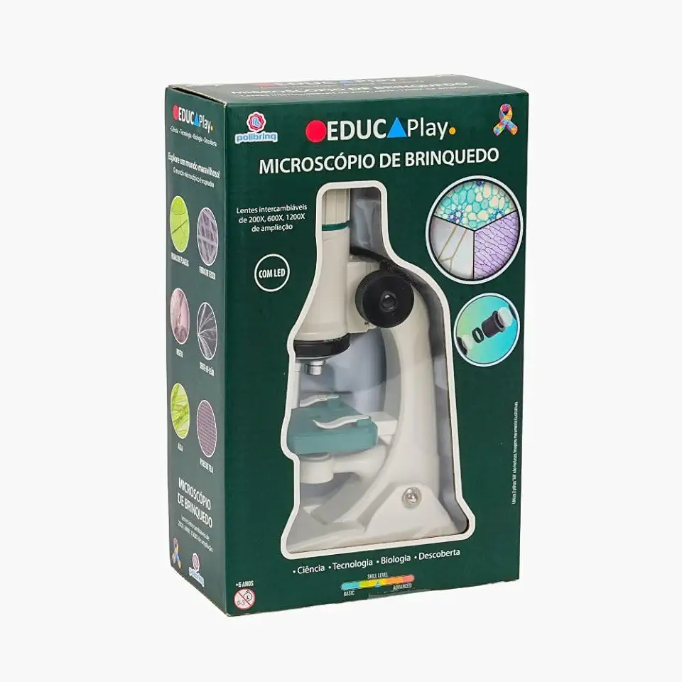 Microscópio Infantil, Polibrinq, 22 cm, Até 1200x