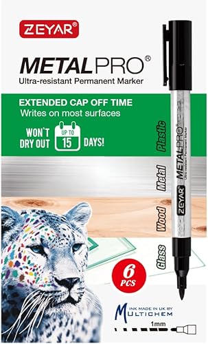 Miniatura 3 de ZEYAR Rotuladores permanentes punta extrafina 0039in tinta impermeable y a prueba de manchas barril de aluminio secado rápido 3 negros 1 rojo 1