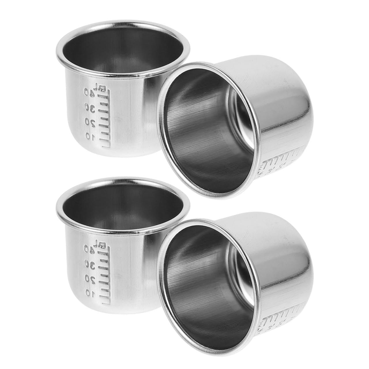 Ciieeo 4Pcs Stainless Steel Measuring Cups with Graduated Scale, 1.35oz 40ml Metal Portable Medicine Cups for Liquid and Pills, Home, Lab and Hospital Supply