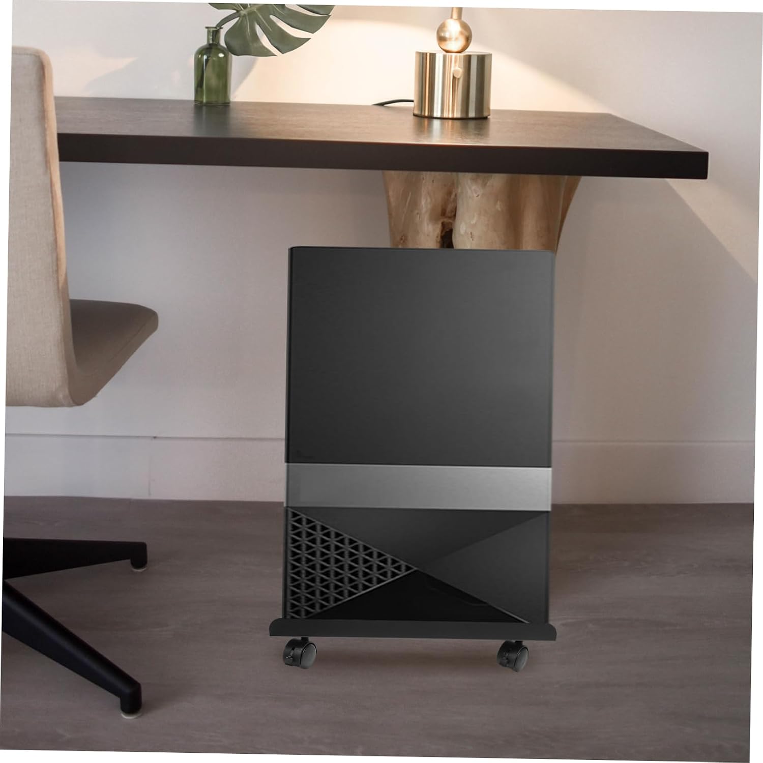 KICHOUSE Computer Tower Stand Caster Wheels Movable CPU Holder for Desktop Sturdy Base for Home Office Space-Saving Design and Lightweight Finish for Modern Workspaces