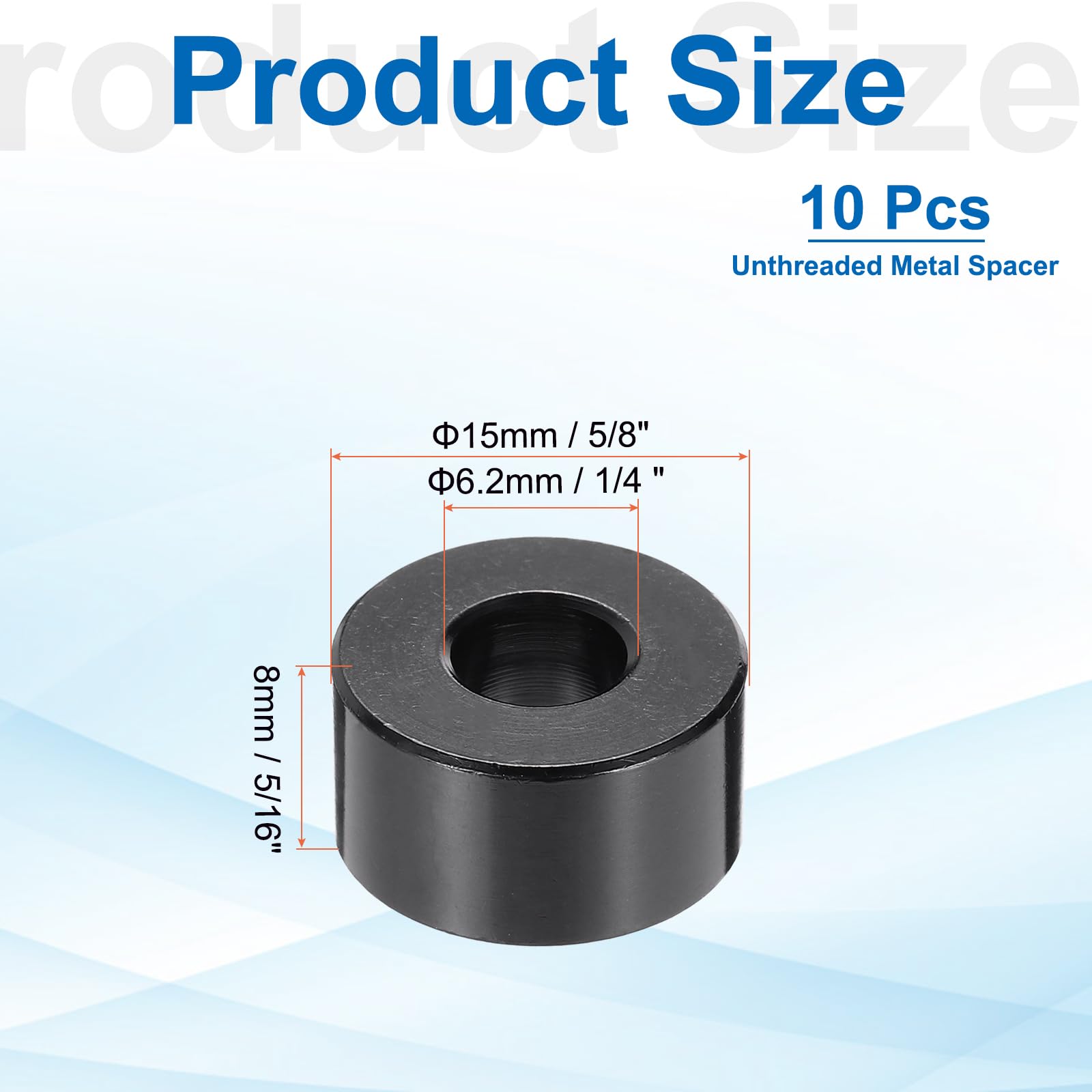 PATIKIL 10pcs M6 Aluminium Spacers, 1/4" ID x 5/8" OD Round Standoff Spacer - Image 2