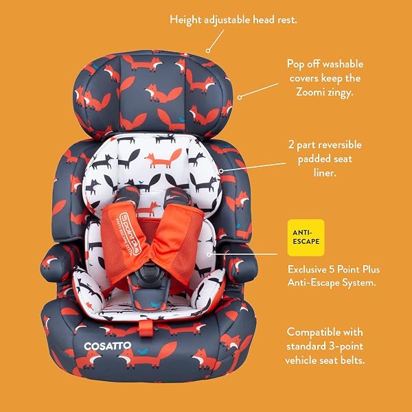 Cosatto Cosatto Zoomi Toddler Car Seat & Booster Seat | 9 Months-12 Years | 5 Point Anti-Escape Harness, Adjustable Headrest, Removable Washable Covers - Forward Facing for Group 123 (Paper Petals) in use