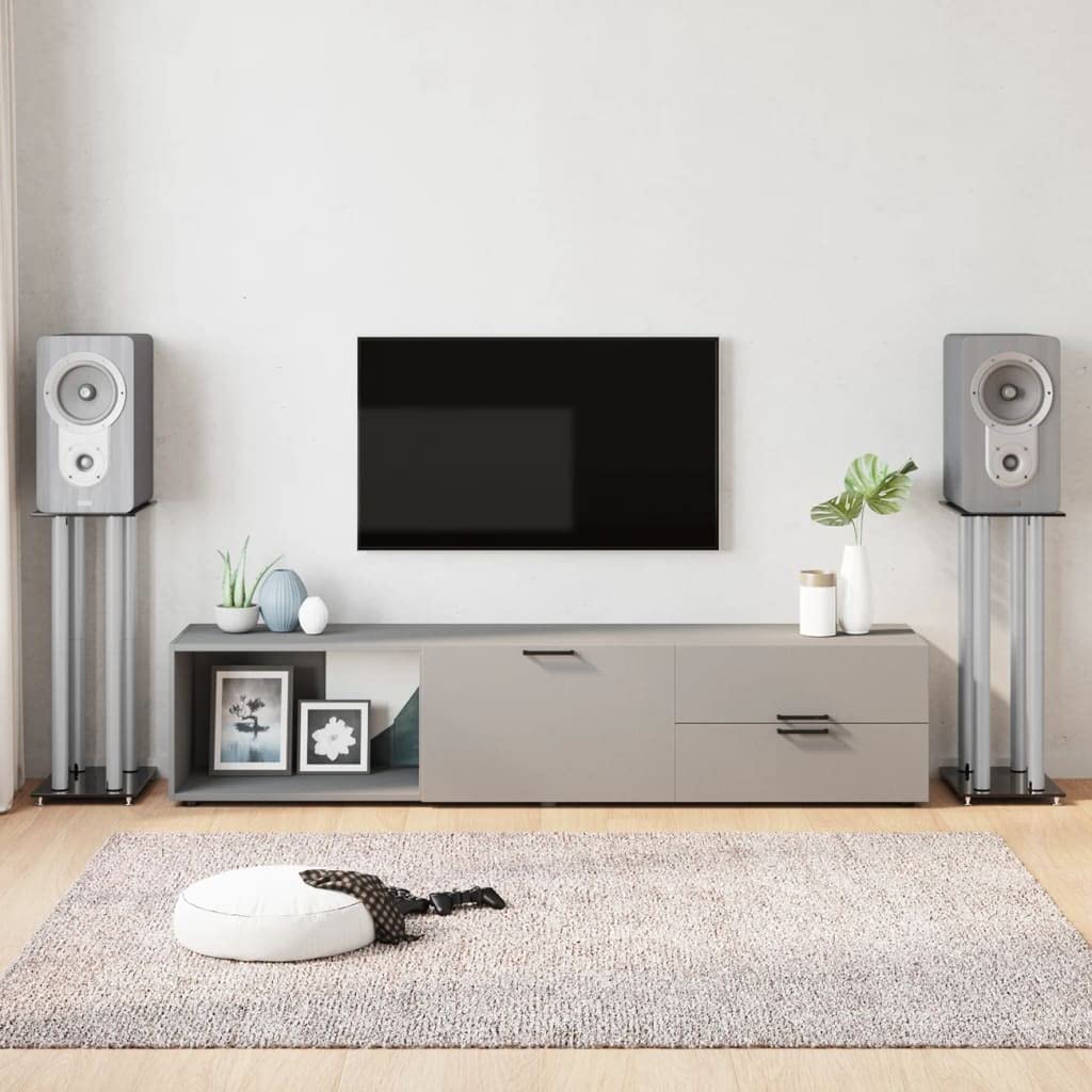 Pedane Casse 2pz Nero Argento Vetro Temperato Design 4 Pilastri,Dispositivi elettronici,o,Accessori o,Accessori per Altoparlante,Supporti per altoparlanti-51818