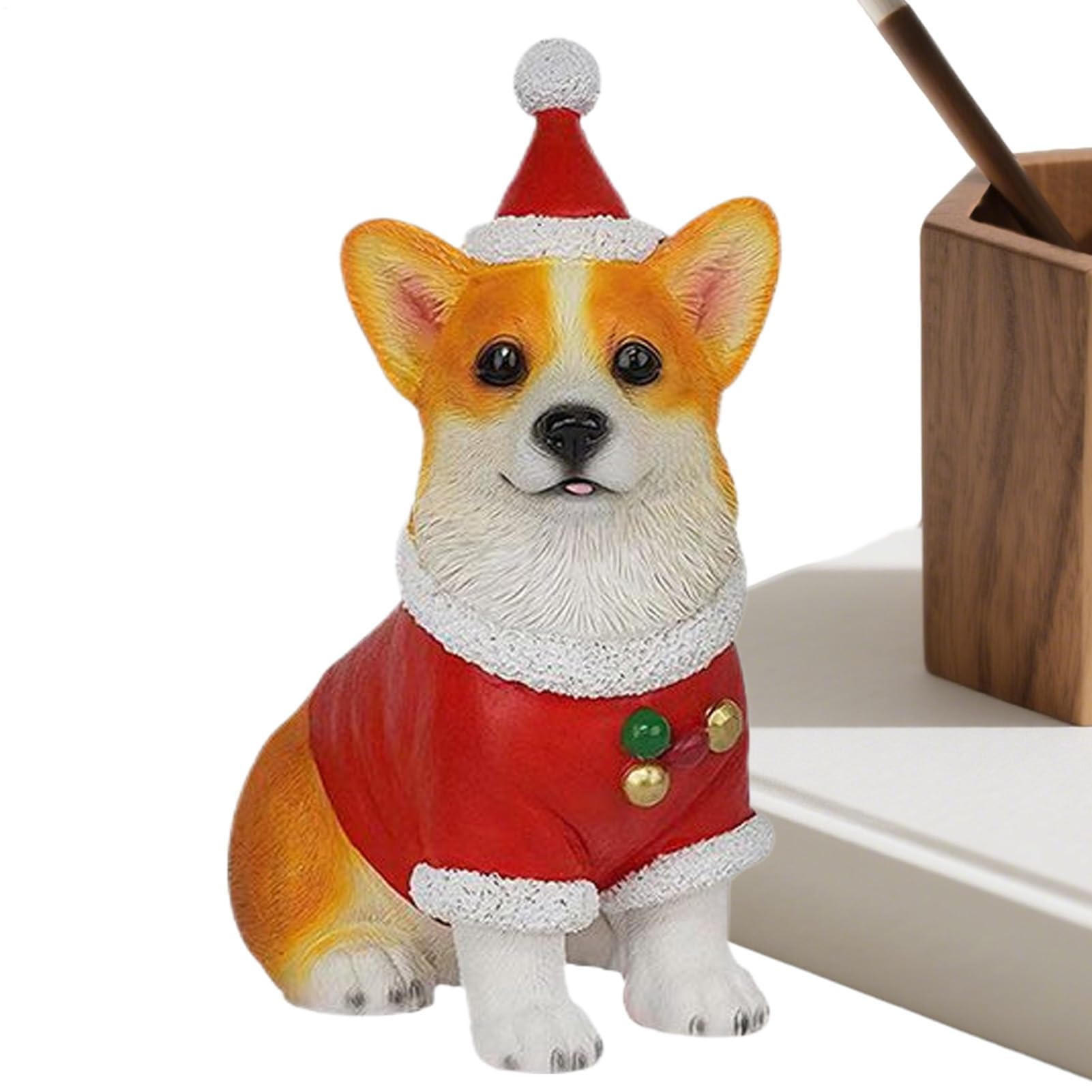 Figurines de chien de Noël en résine de qualité pour décoration de jardin