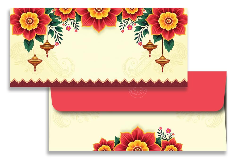 Mehta Envelope Mfg Co. Shagun Lifafa/Money Gift Envelope Digital Print in Pearl Finish 200 GSM Thick Paper Size : 18.41 x 8.25 cm (7.25 x 3.25 Inches) Pack of 10 SKU ME-01075 2