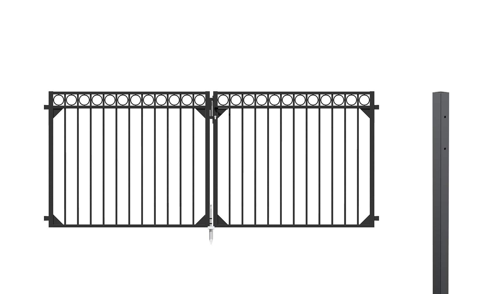 Alberts 510206 Doppeltorset Circle, zum Einbetonieren | verschiedene Höhen - wahlweise in verschiedenen Farben | anthrazit | Höhe 100 cm | Breite 3 m