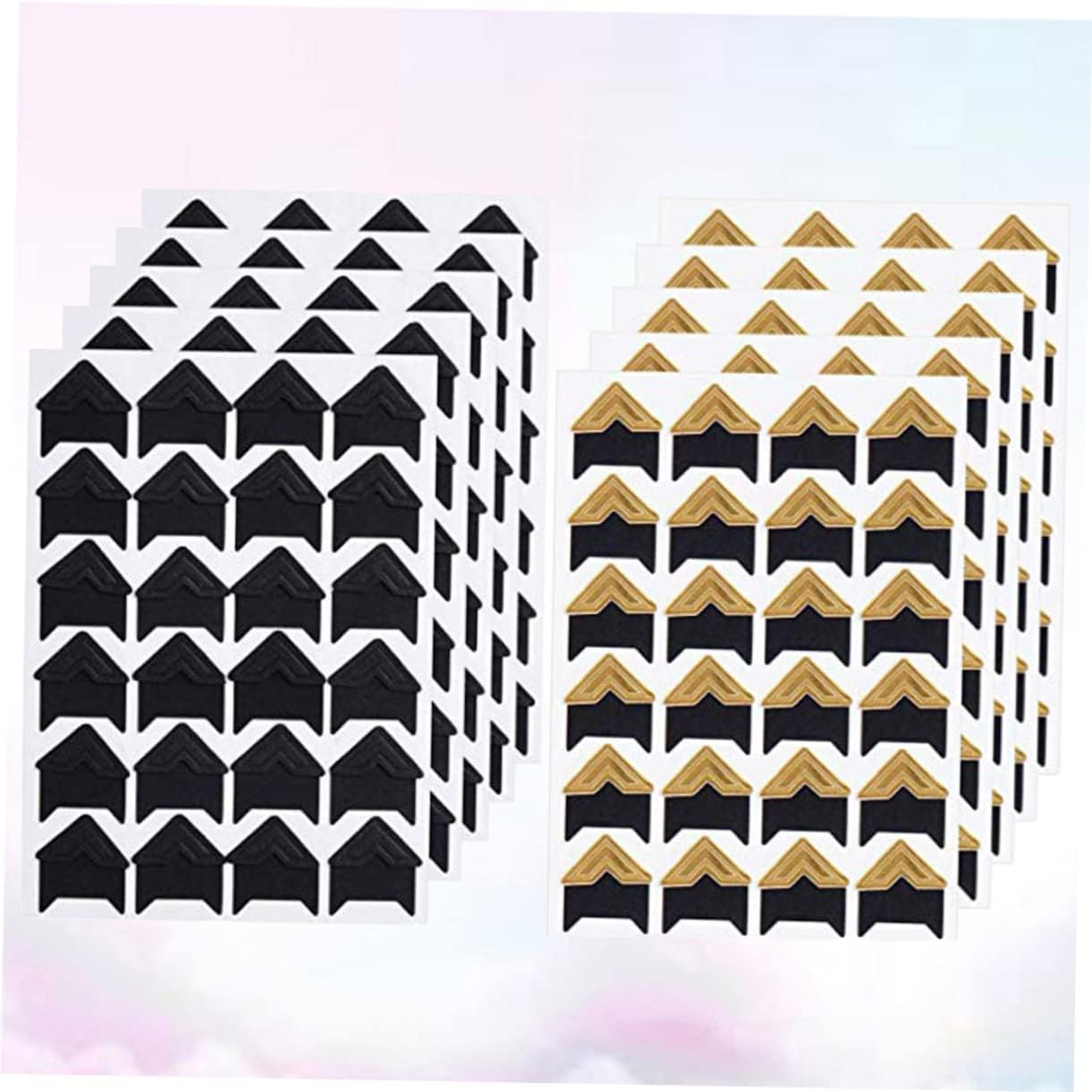 SHINEOFI 3sets Photo Corners for Scrapbooking Self Adhesive Stickers of Each Black and Golden Kraft Paper Stickers for DIY Photo Album Decoration 10sheets*3