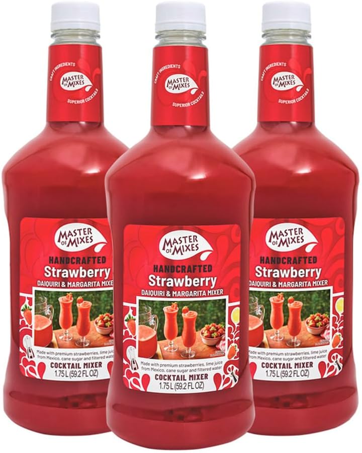 Strawberry Daiquiri/Margarita Drink Mix, Ready To Use, 1.75 Liter Bottle (59.2 Fl Oz), Pack of 3