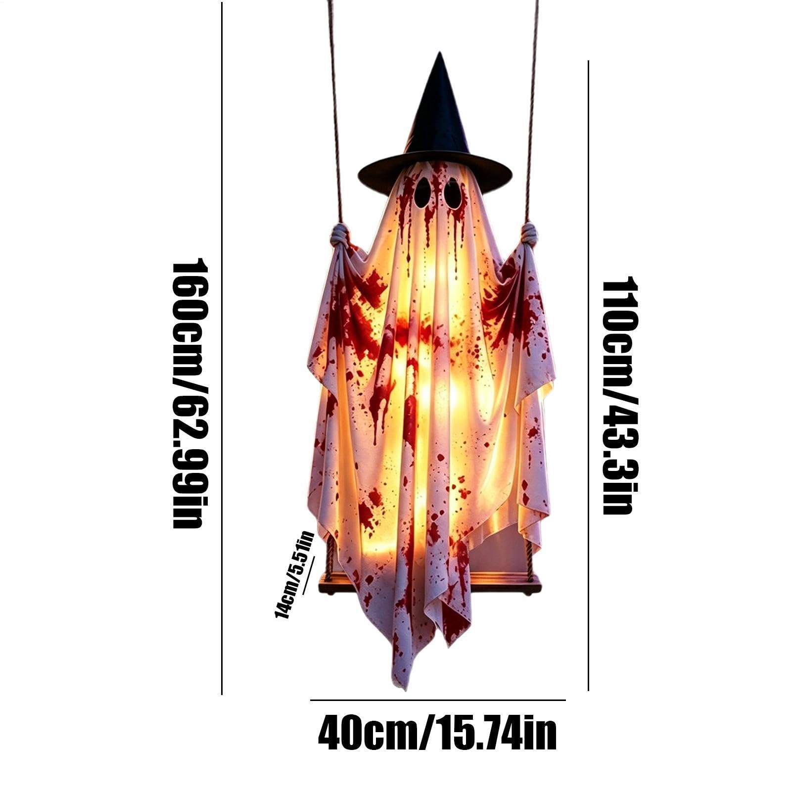 Fantasma di Halloween da Esterno Decorazione Luminosa Portico E Prato | Fantasma spaventoso oscillante cortile per Giardino Portico Cortile Patio Ramo d'Albero Grondaia Festa Casa Appartamento