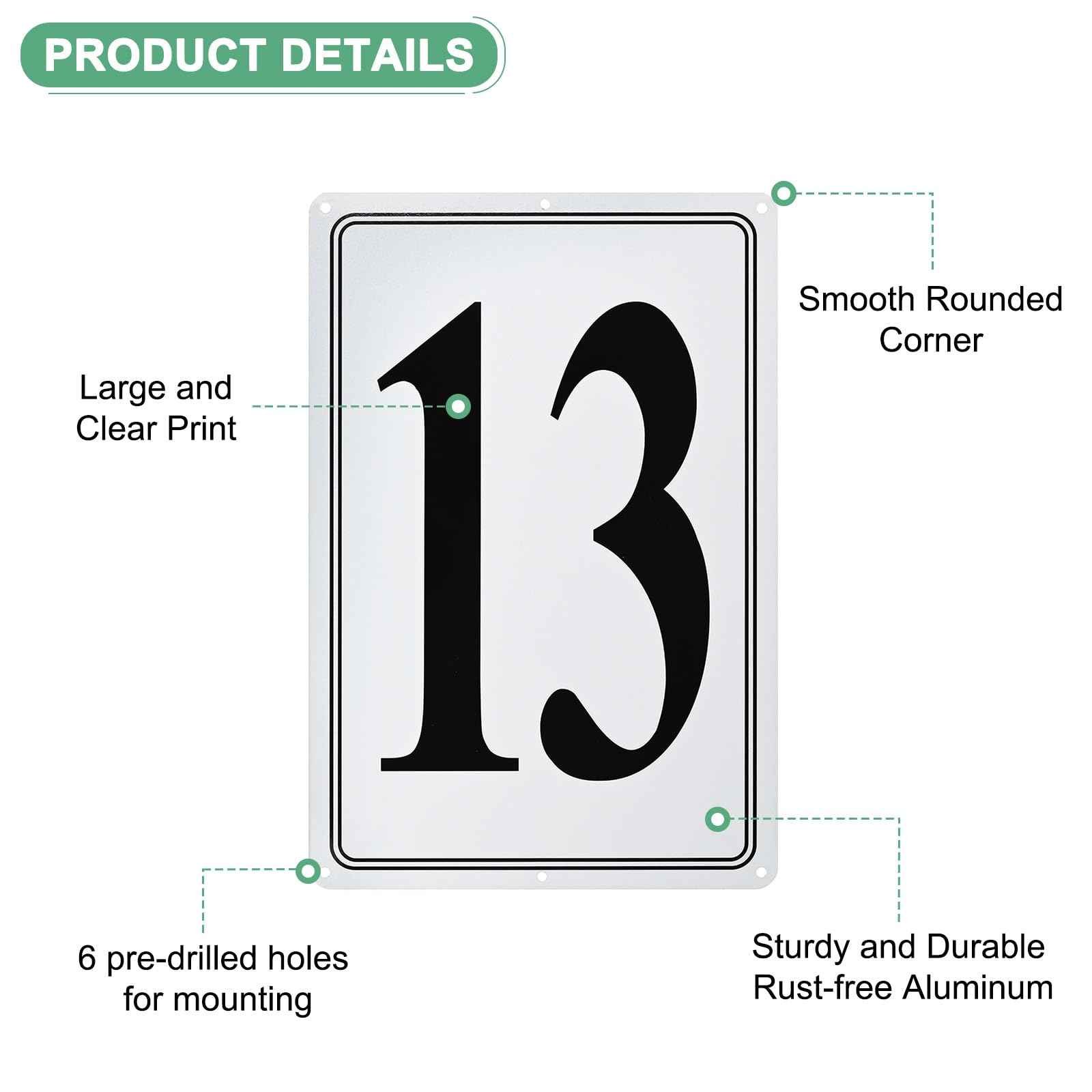 M METERXITY Aluminum Number Sign 13, 11.8 Inch House Numbers and Metal Letters, Parking Spot Letter Signs - Image 2