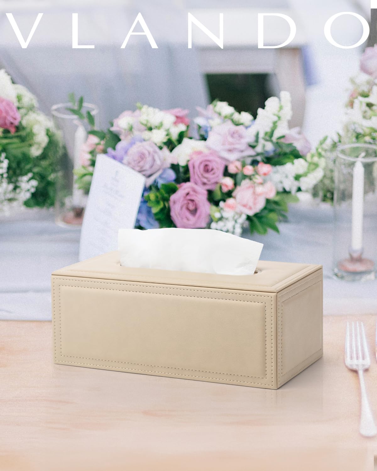 JESMINI Porta Fazzoletti Rettangolare In Pelle PU – Blu, Per Scatole Standard, 24x12.7x10.2 Cm