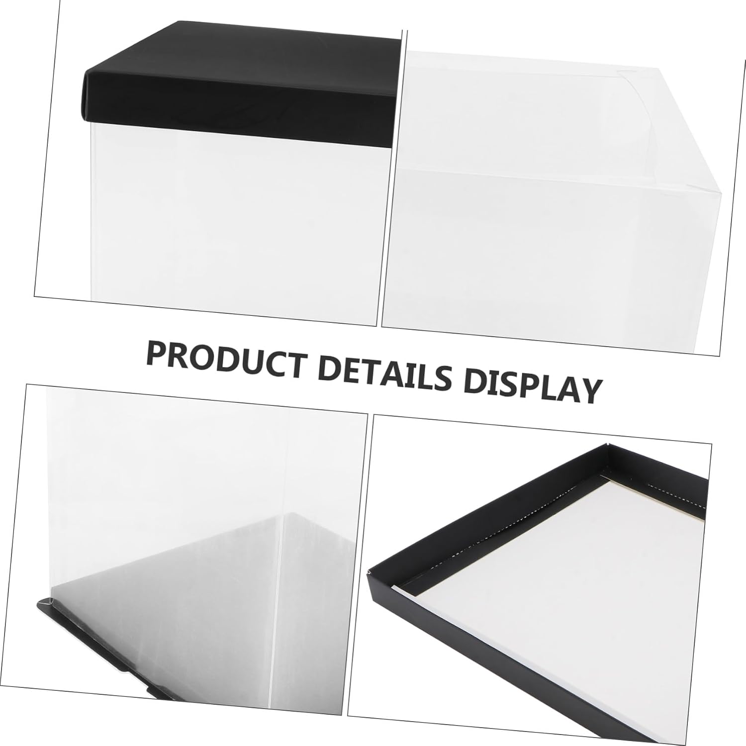 Amosfun Black 6-inch 3-layer Square Cake Box Food Packaging Container Baking Storage Carrier for Birthday and Dessert
