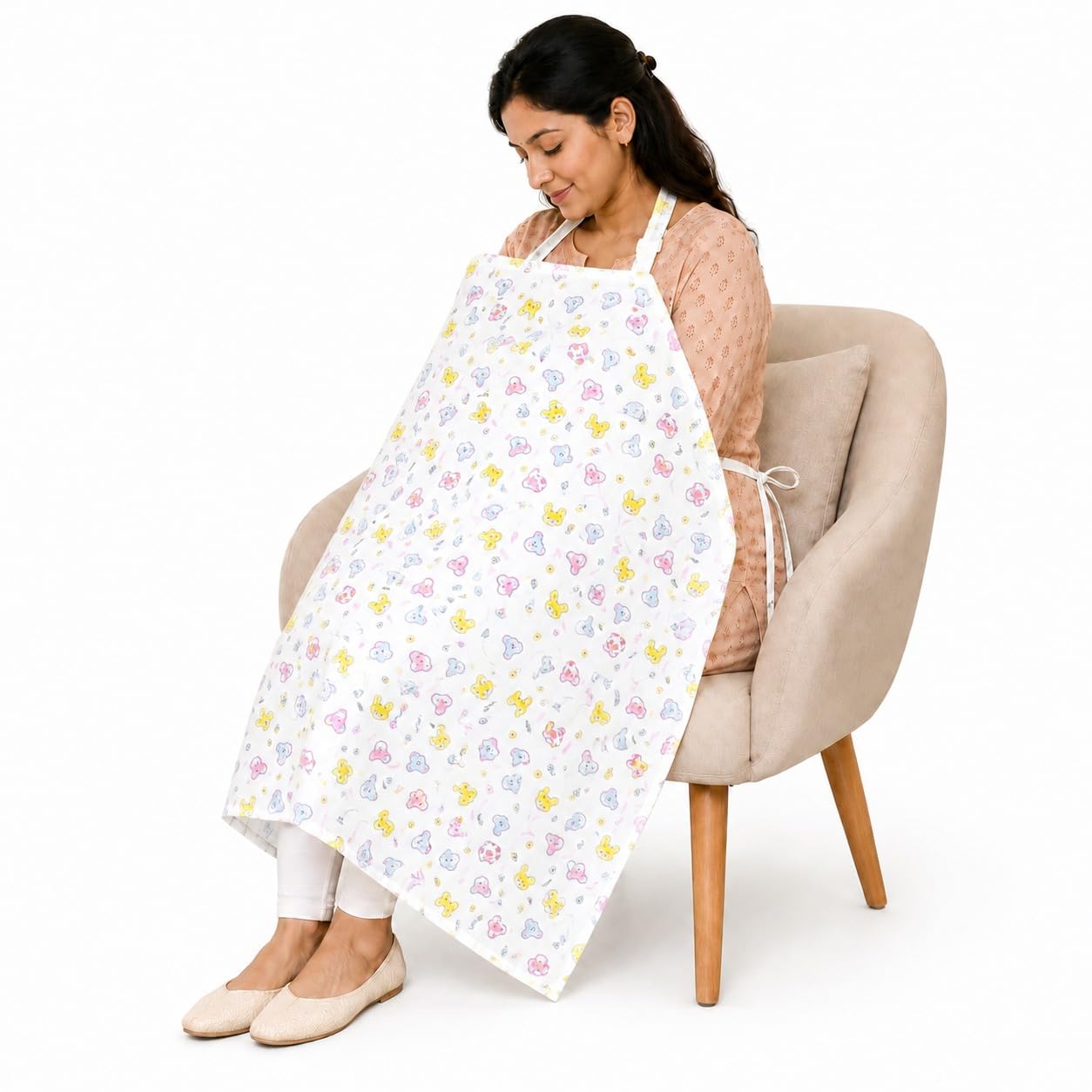 Motherly Nursing Cover for Breastfeeding – Soft, Breathable Feeding Apron for Mom, Multi-Use Feeding Cover & Scarf-Rabbit Print-image-3