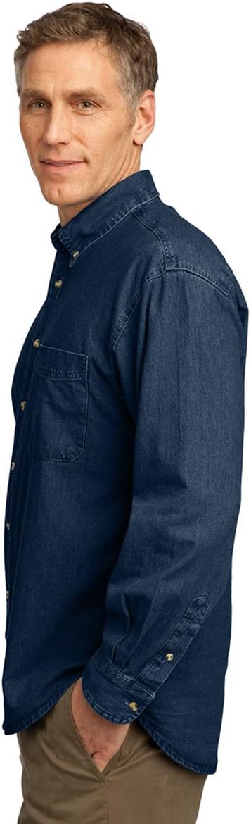 Port & Company Mens Long Sleeve Value Denim Shirt SP10 -Ink Blue 5XL