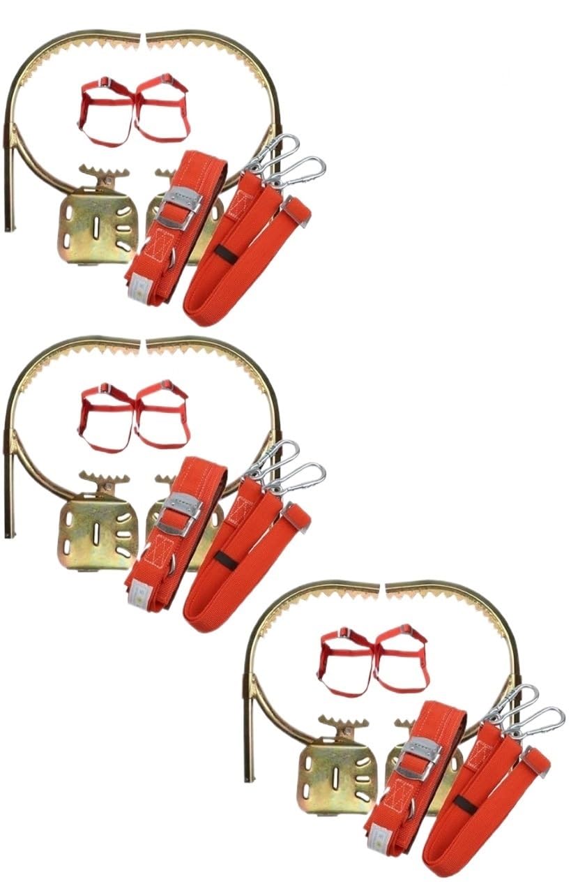 Vividcrate One Color Tree Climbing Spikes - Adjustable Foot Buckles With Harness For Safe High-Altitude Climbing, 150Kg Load Capacity,(300Mm 3Pcs)