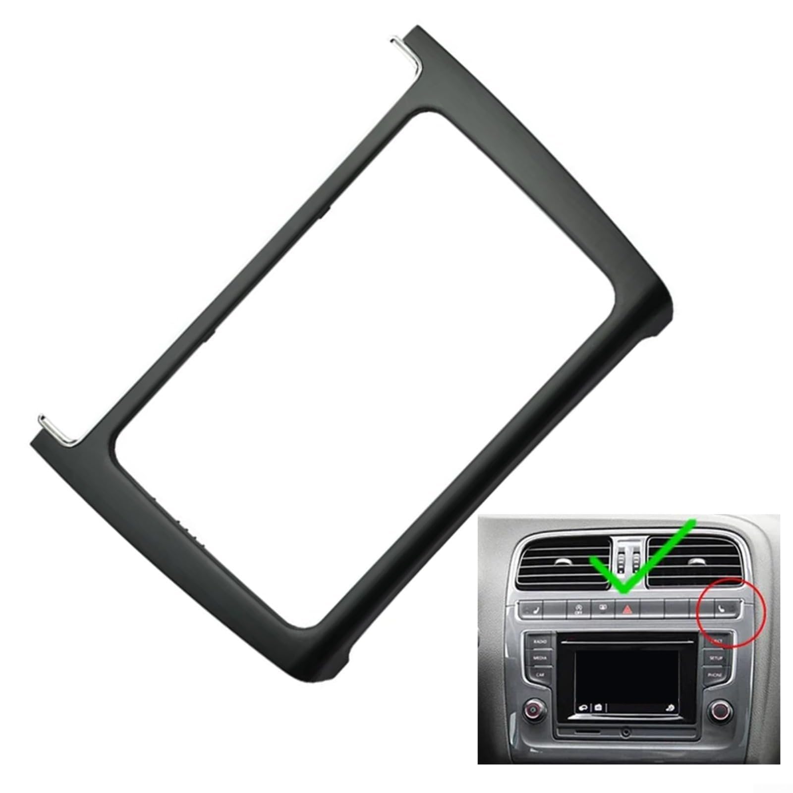 Armaturenbrett-Umrüst-Rahmen-Set für Polo 2014–2017, 2 DIN-Autoradio Einbauplatte, ABS-Material, matter Innenverkleidungsadapter