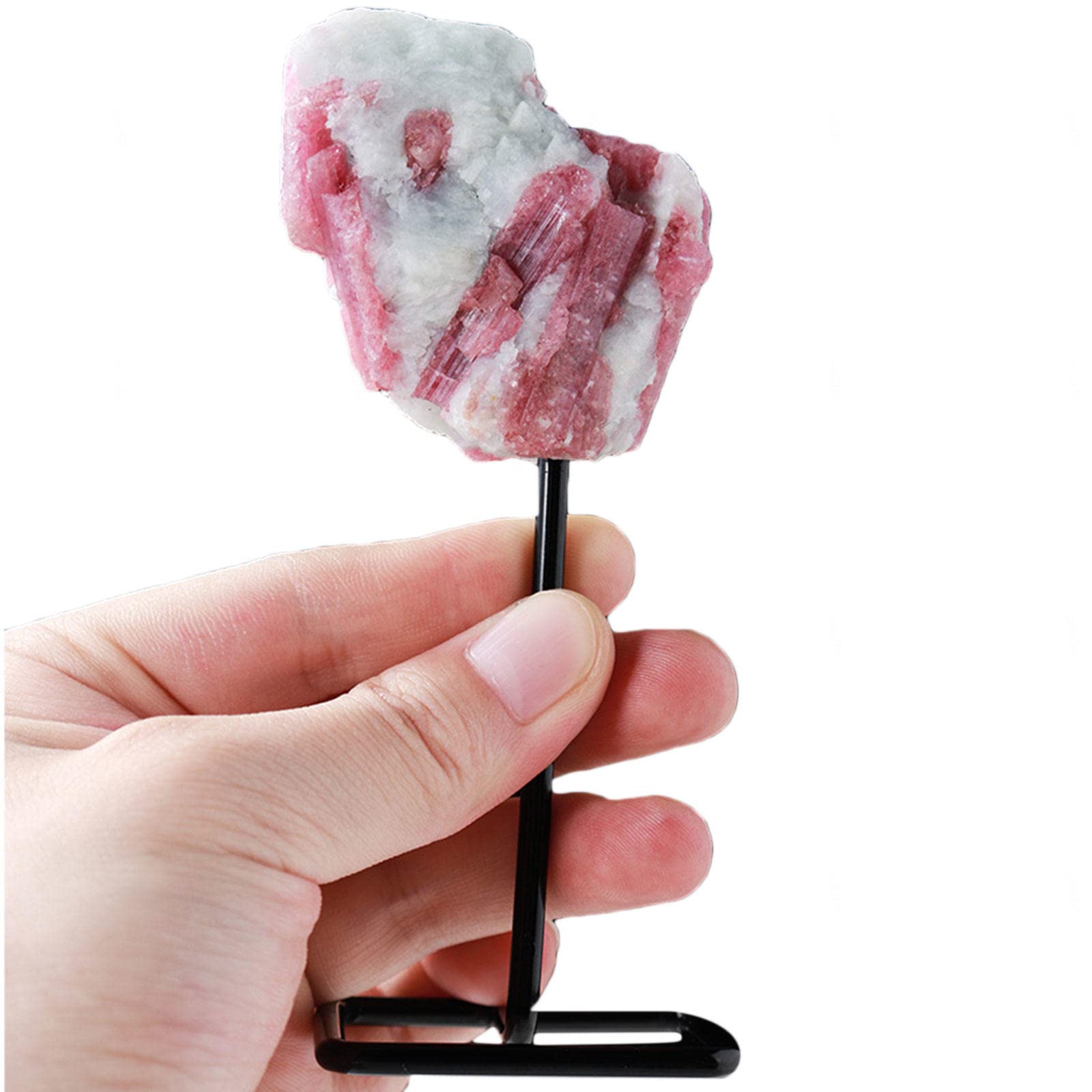 Tourmaline Rose naturelle et son socle, cristal brut pour décoration de salon et rituel zen