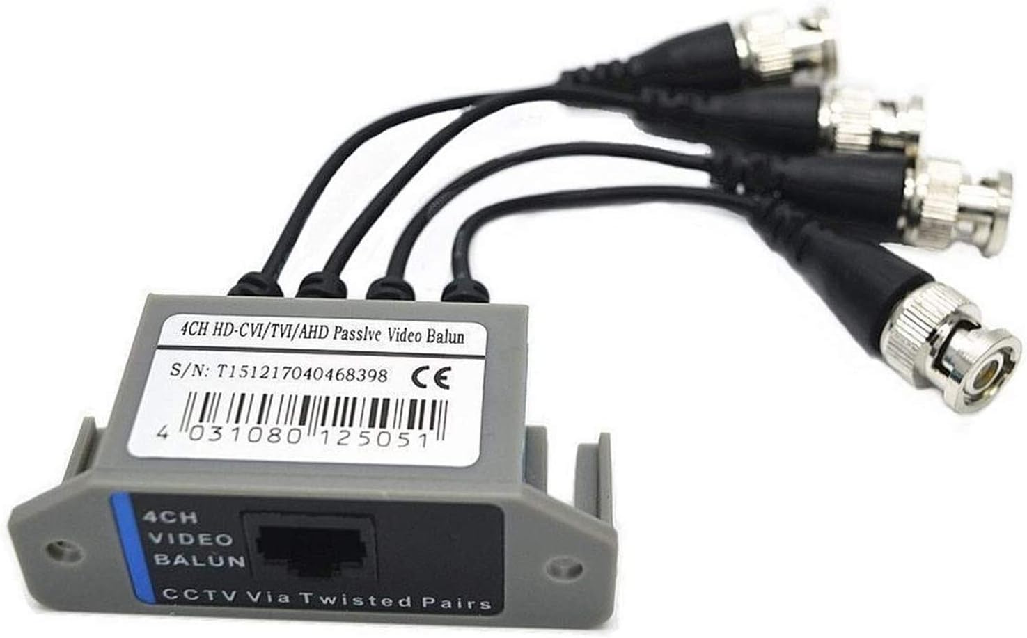 OdiySurveil(TM) 4 Channel HD Video (BNC) to UTP (RJ45) Video Balun for CCTV DVR Camera, CVI TVI AHD System