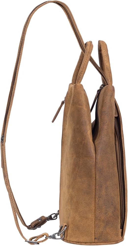 STILORD Minou Leather Sling Bag Ladies 2-in-1 Backpack Handbag Shoulder Bag Vintage Handle Bag Leather Bag Genuine Leather Color:Black
