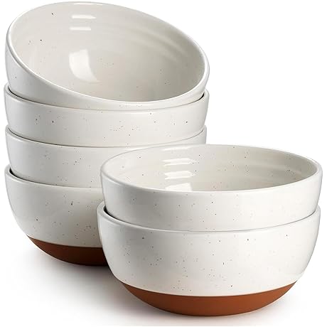 DOWAN Ceramic Bowls Set of 6 - Alabaster White Salad Bowls