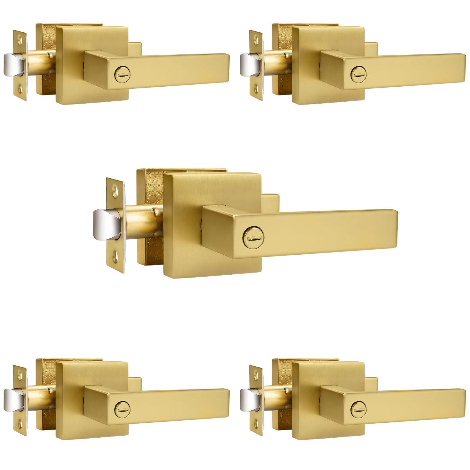 Probrico Brushed Nickel Door Handles with Lock - 3 Pack -18