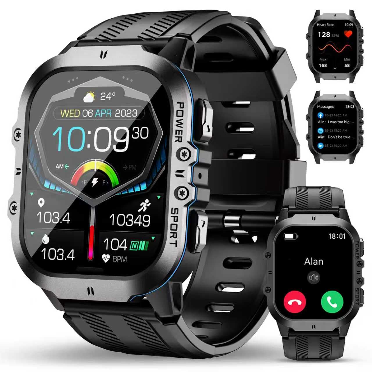 OUKITEL Smartwatch Uomo,1.96" HD Orologio Smartwatch Uomo con Effettua/Risposta Chiamate,120+Modalità Sportive Impermeabile 5ATM, Smart Watch con Monitoraggio del SpO2/Sonno/Contapassi per IOS/Android