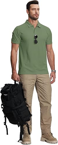 Vista 2 de ZITY Paquete de 2 camisas polo de manga corta para hombre, camisetas de golf deportivas para hombre, camisa táctica