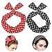 Produktbild PIXNOR Haarband POLKA DOTS Rockabilly Draht biegbar Bunny Ohr binden Bow Stirnband Haarschmuck Geschenk Gift, 2 Stück