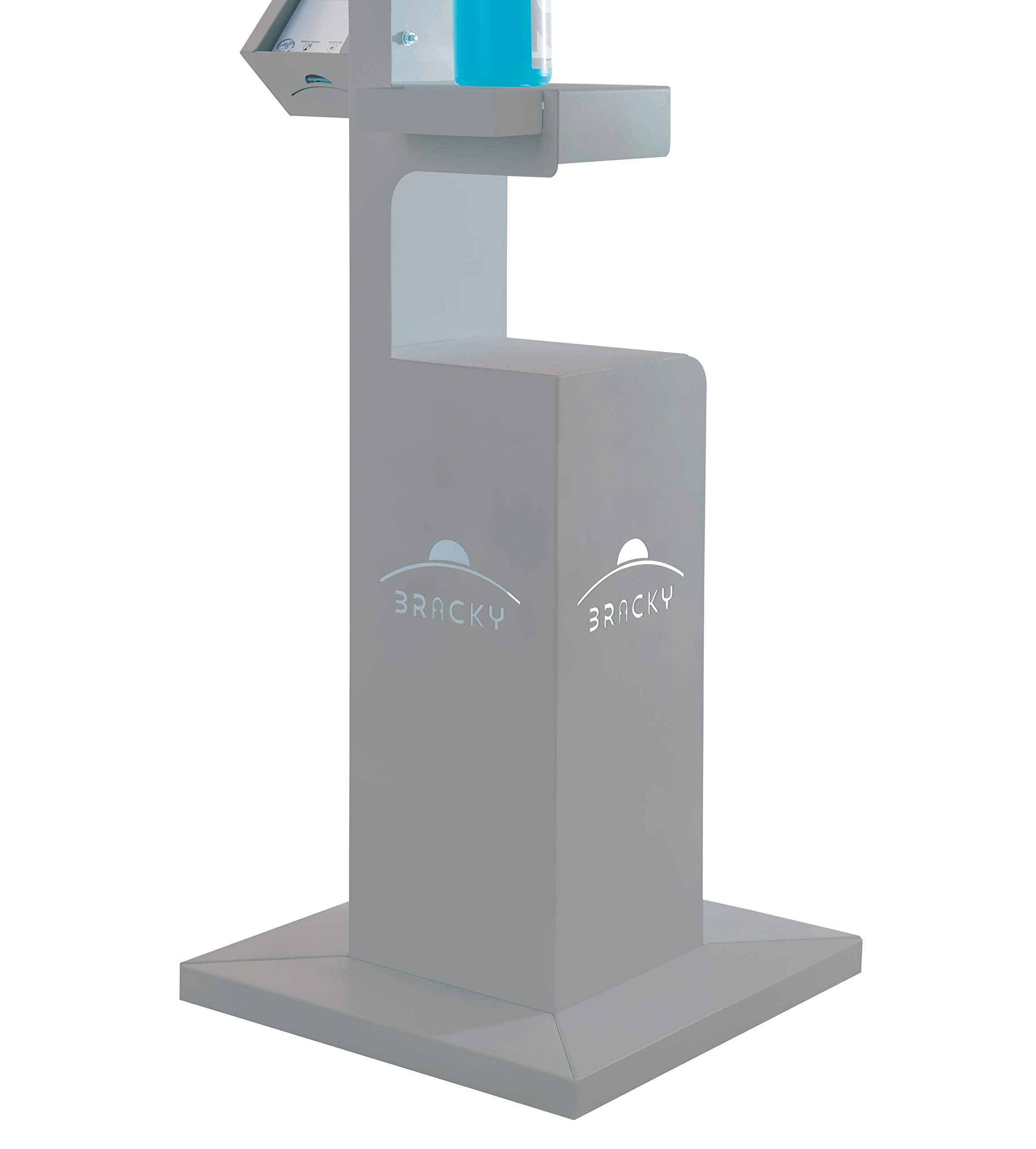 Colonna per Dispenser Gel disinfettante colore Grigio Bracky, Piantana Porta Flacone gel, totem igienizzante. Indicata per la disinfezione delle mani, utilizzabile sia all'interno che all'esterno.