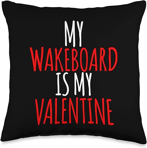 My Wakeboard Is My Valentine Tees My Wakeboard - Almohada divertida para el día de San Valentín, 16 x 16 pulgadas, multicolor