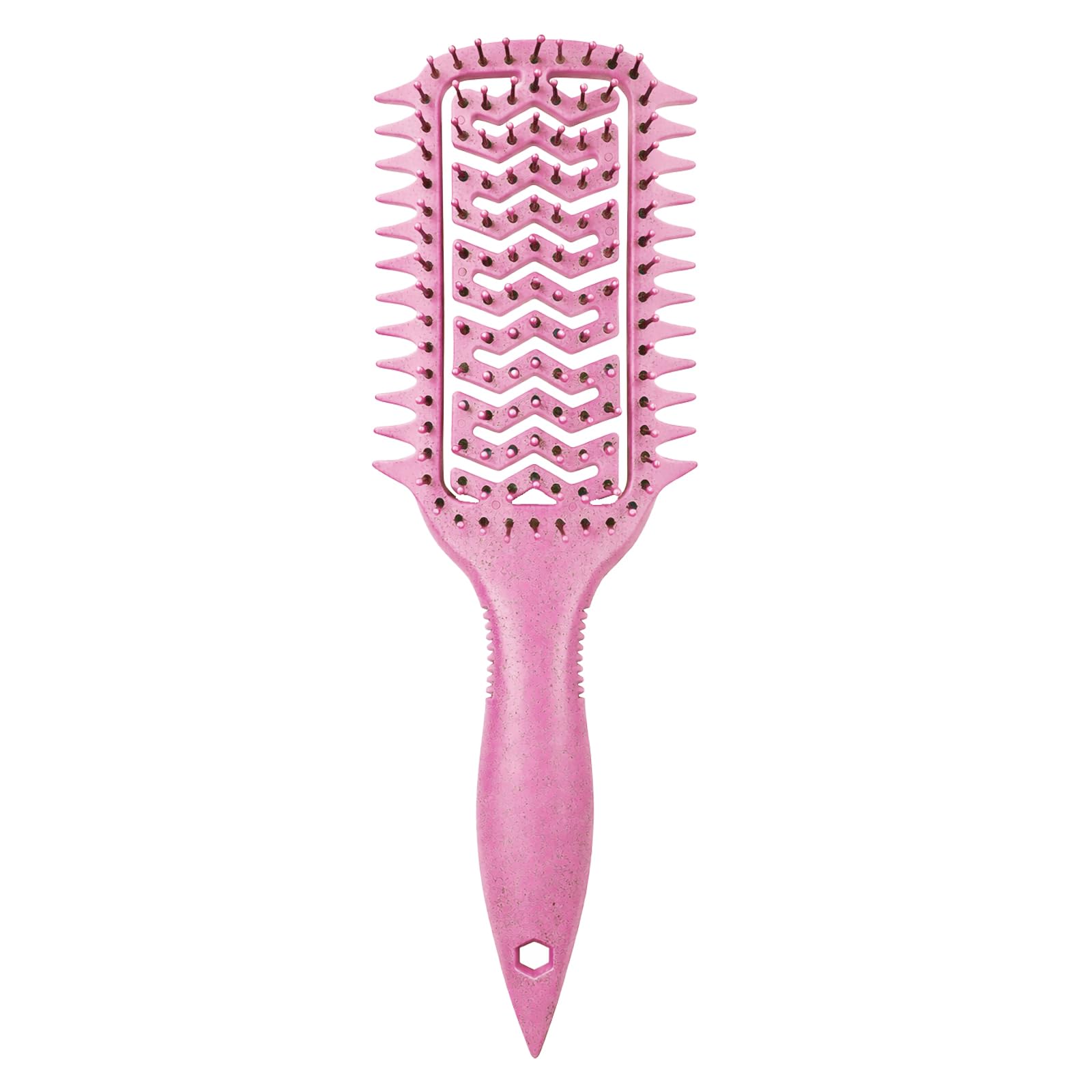 Vented Curl Defining Brush, Detangling & Clump-Forming Styling Brush for Wavy Curly Coily Hair, Wet/Dry, Anti-Frizz, Rounded Tips, Non-Slip Handle (Pink)
