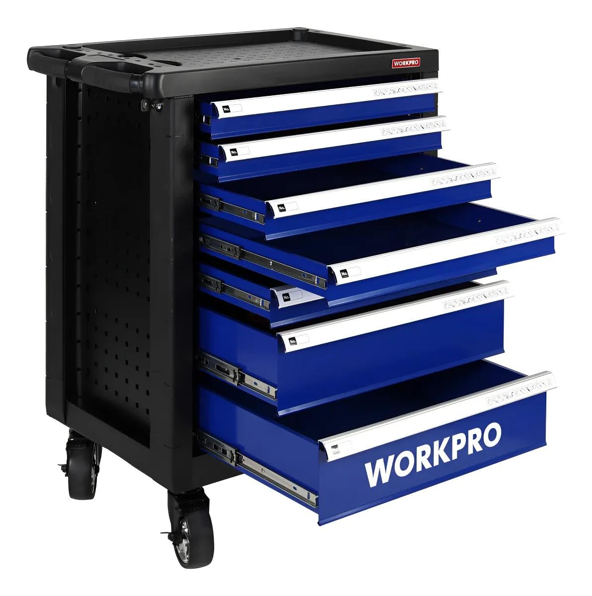 WORKPRO - Carro de Taller (7 cajones, 79 x 49 x 49 x 49 cm, Metal), para Herramientas y Herramientas manuales