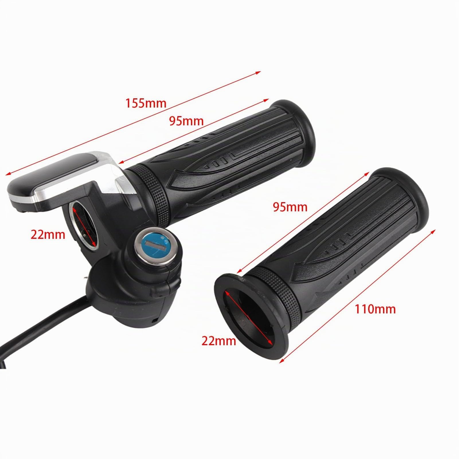 Acceleratore semi-twist da 36V con indicatore di alimentazione LED e blocco a chiave per bici elettriche e scooter - Impugnatura ergonomica per facile accelerazione