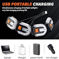 Vista 5 de 4 señales de giro para bicicletas con alarma, control remoto de carga USB, luz trasera de bicicleta integrada, 5 modos, impermeable, estroboscópica