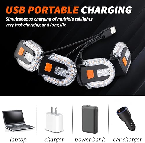 Miniatura 5 de 4 señales de giro para bicicletas con alarma, control remoto de carga USB, luz trasera de bicicleta integrada, 5 modos, impermeable, estroboscópica,